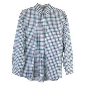 Jos A Bank Travelers Shirt Gingham Plaid Long Sleeve Button Down